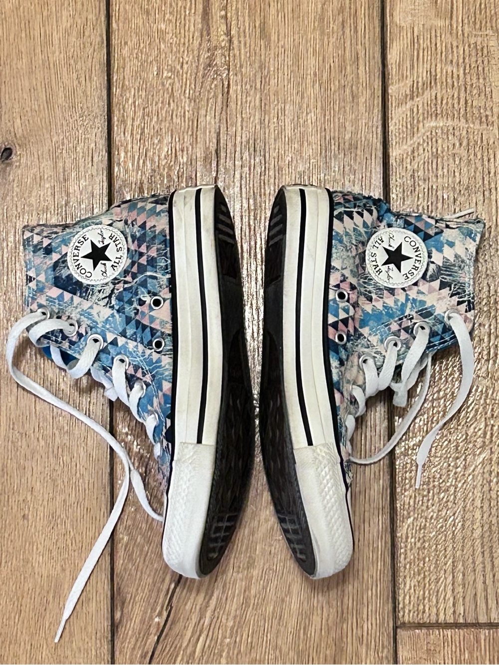 Converse Chuck Taylor High Top Sneakers  Geometric Faded Cream Teal Pink W Sz 5 - Picture 14 of 16